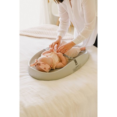 Cool Gray Ergonomic Foam Baby Changing Pad with Safety Belt