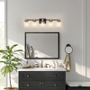 DORESshop 32 in. 5-Light Black Gold Bathroom Vanity Light Fixture, Clear Glass Shade Wall Sconce for Bathroom, Mirror, or Hallway - 4 of 4