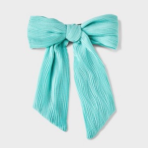 Girls' Ribbed Bow Barrette Clip - art class™ Aqua Blue: Hair Styling Accessory, Solid Pattern - 1 of 4