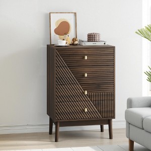 NicBex Mid-Century Modern 4-Drawer Dresser,Wooden Wardrobe Chest of Drawers with Storage for Bedroom,Living Room,Hallway,Entryway,Walnut - 1 of 4