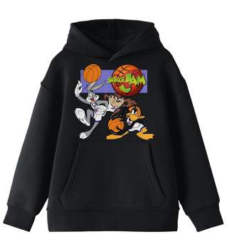 Space Jam Bugs Taz and Daffy Basketball Match Boy's Black Sweatshirt