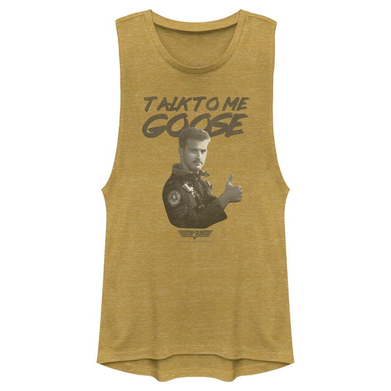 Juniors Womens Top Gun Talk to Me Goose Thumbs Up Festival Muscle Tee, 1 of 5