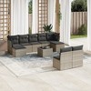 vidaXL 10 Piece Patio Sofa Set with Cushions Gray Poly Rattan - With Table - 2 of 4