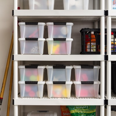 13.5 Quart White Stackable Plastic Storage Bins with Lids, 8 Pack