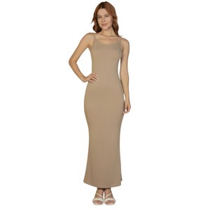 Slickblue Women's Ribbed Maxi Dress with Mermaid Hem Spaghetti Straps Casual & Evening Wear, Multiple Colors, Size S-L - 1 of 4