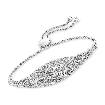 Ross-Simons 1.00 ct. t.w. Diamond Vintage-Style Bolo Bracelet in Sterling Silver Size