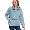 I am a Fashion junky Zenana Fleece Washed High Neck Kangaroo Pocket Sweatshirt - 2 of 4