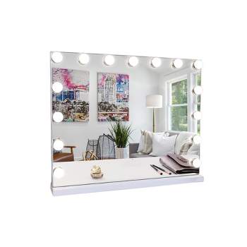 Fenchilin Large Hollywood Lighted Makeup Vanity Mirror with 15 Dimmable LED Bulbs and Bluetooth Speaker for Dressing Room and Bedroom or Wall-Mounted