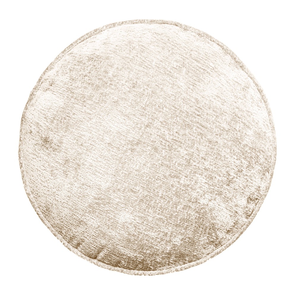 Photos - Pillow Edie@Home 16" Delmonico Chenille Round Throw  Ivory: Textured, Piped