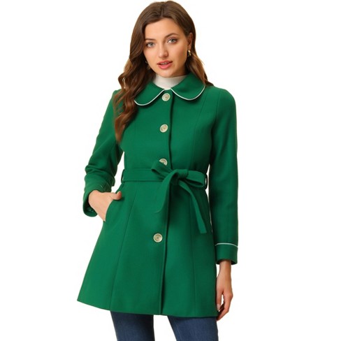 Allegra K Women's Winter Elegant Lapel Collar Long Trench Coat