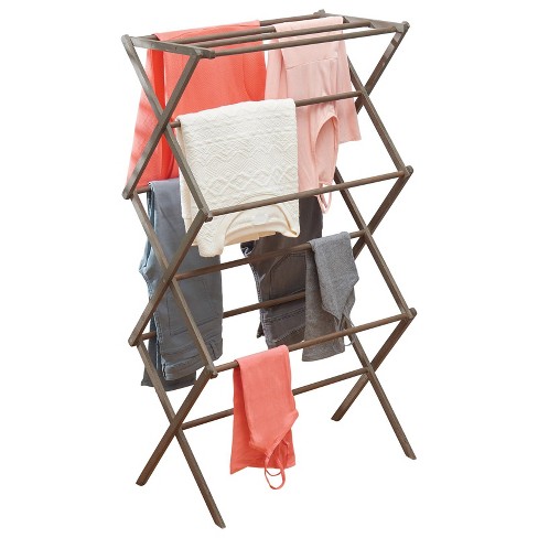 Mdesign Bamboo Clothes Drying Rack, Foldable Wooden Laundry Drying Rack,  Gray : Target