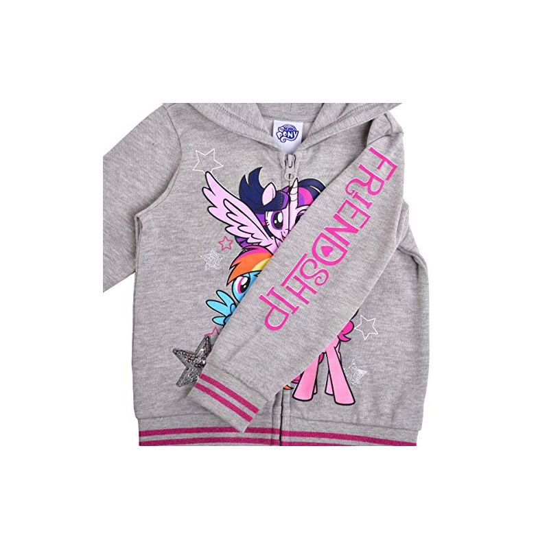 My Little Pony Girl's Zip Up Fashion Hoodie with 3D Ears and Mane For Kids, 3 of 4