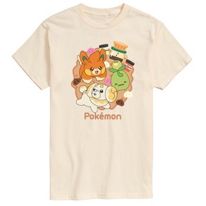 Men's - Pokémon - Fidough Smoliv Pawmi Coffee Café Trio Short Sleeve Graphic T-Shirt - 1 of 4