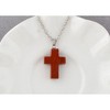 Natural Stone Cross Necklace Charm Cross Birthstone Pendant Quartz Healing Crystal Jewelry, Red Rock - 3 of 4