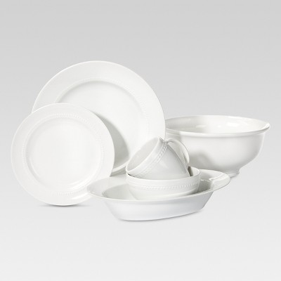 White beaded outlet dinnerware set