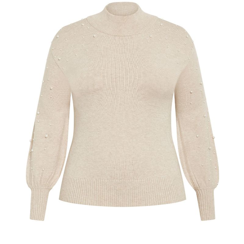 Women's Plus Size Perla Sweater - oatmeal | AVENUE, 5 of 8
