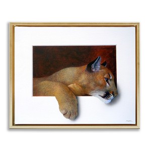 Stupell Industries Wild Cougar Resting Head Interesting Illusion Painting Floating Frame Canvas Art - 1 of 4