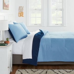 Solid Microfiber Reversible Comforter & Sheets Set - Room Essentials™ - 1 of 4