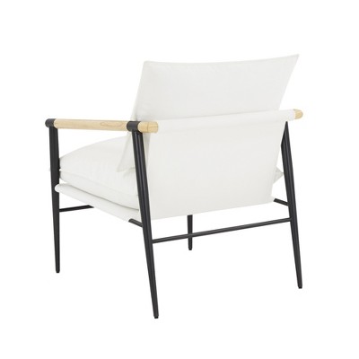 Cali Pearl Black Metal Leg Performance Fabric Accent Chair