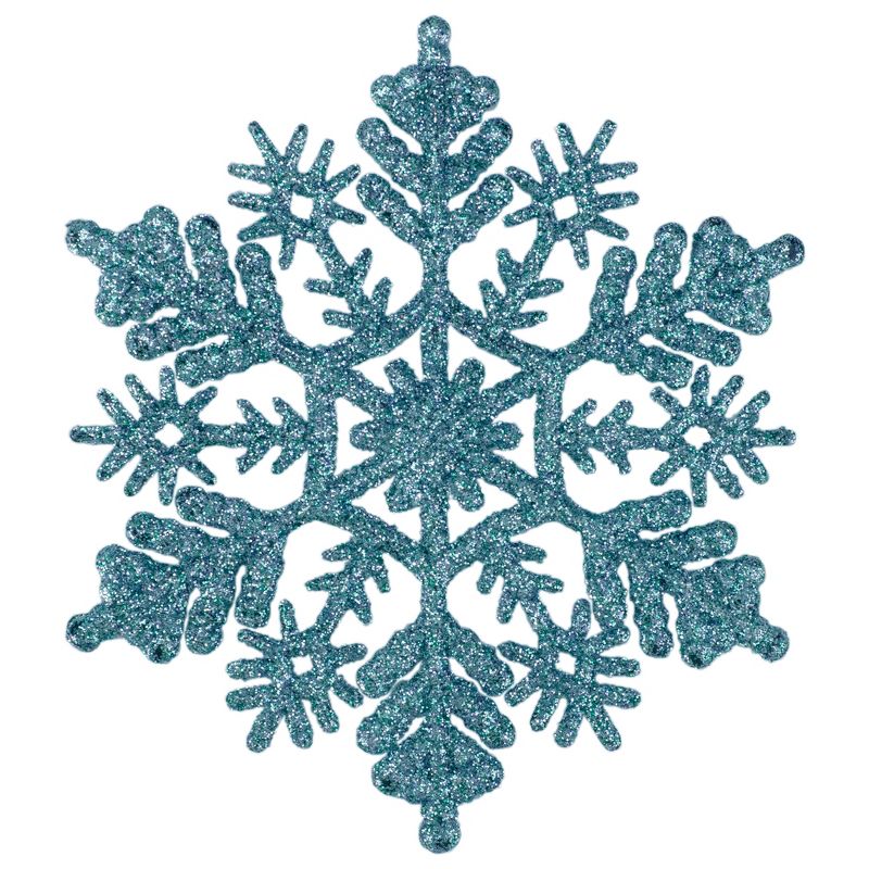 Northlight 24ct Glitter Snowflake Christmas Ornament Set 4" - Turquoise Blue, 1 of 2