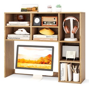 Tangkula Desktop Bookshelf Countertop Storage Hutch with 7 Cubes & 3 Adjustable Shelves Desk Organizer for Computer Desk - 1 of 4