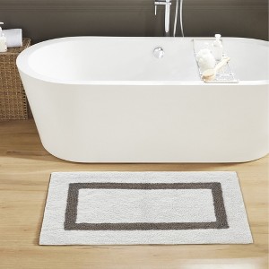 Hotel Bath Rug 100% Premium Cotton Tufted Weave Two Tone Reversible Bathroom Rug, Super Soft Absorbent, Machine Washable Bath Mat - 1 of 4