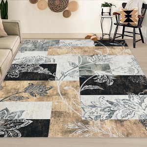 Washable Area Rug for Living Room Bedroom Rug Modern Floral Area Rug Non Slip Rugs Soft Low Pile Stain Resistant Carpet - 1 of 4