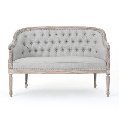 Faye Classical Tufted Loveseat Light Gray - Christopher Knight Home