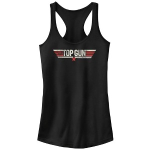 Juniors Womens Top Gun Distressed Movie Logo Racerback Tank Top - 1 of 4