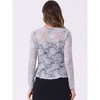 INSPIRE CHIC Women's Tie Front Ruffled Hem Floral Lace Sheer Crop Bolero Shrug - 3 of 4
