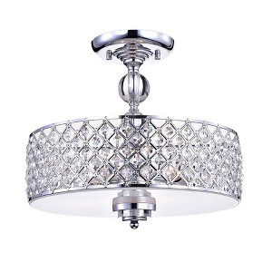 21" x 21" x 8" Dyesta Crosshatch Round Pendant Clear - Warehouse Of Tiffany: Crystal Semi-Flush Mount, ETL Listed - 1 of 2