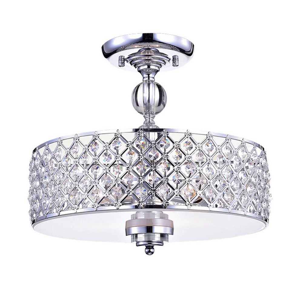 21" x 21" x 8" Dyesta Crosshatch Round Pendant Clear - Warehouse Of Tiffany: Crystal Semi-Flush Mount, ETL Listed