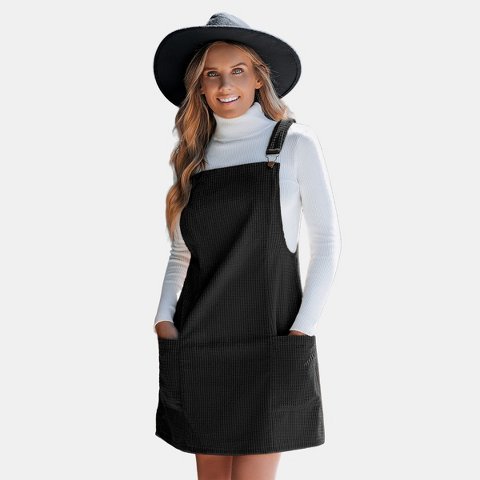 Женские платья Cupshe Women's Corduroy Front Pocket Mini Dress-L-Black