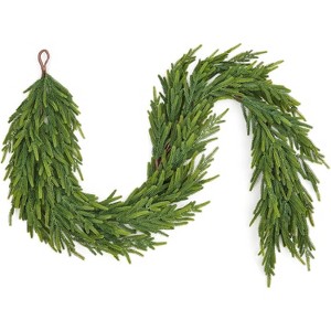6 Ft Realistic Christmas Garland, Real Touch Norfolk Pine Garland for Mantle, Dense Artificial Greenery Garland Decor for Fireplace Stairs Table - 1 of 4