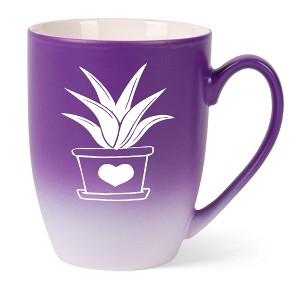Elanze Designs Botanical Succulent Nature Coffee Cup Mug 12 Ounce Ceramic With Ombre Gradient Elegant Minimalist Aloe in Heart Planter Silhouette - 1 of 4