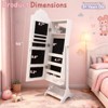 Angel Sar Heart Pattern Jewelry Cabinet for Kids, White MDF Mirror Jewelry Organizer with Door & Shelf, Storage for Necklaces, Hair Accessories - 3 of 4