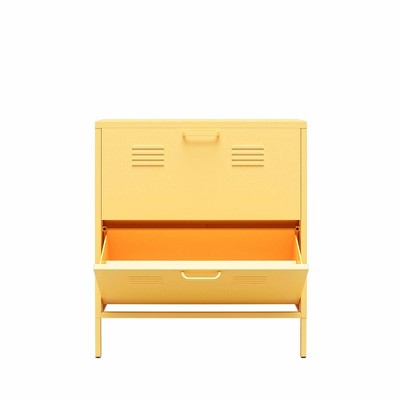 Yellow Metal 2-Door Locker Style Shoe Storage Cabinet