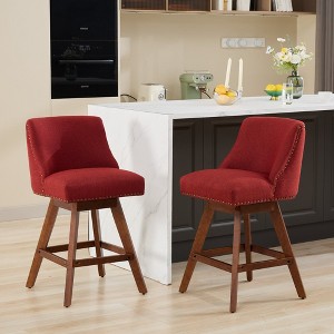 Counter Height Swivel Barstools, 26'' H Seat Height Upholstered Bar Stools Set of 2, Fabric - 1 of 4