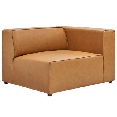 Mingle 74'' Tan Vegan Leather Modular Sectional Loveseat
