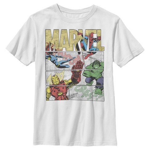 Boy s Marvel Heroic Comic Strip T Shirt White Large