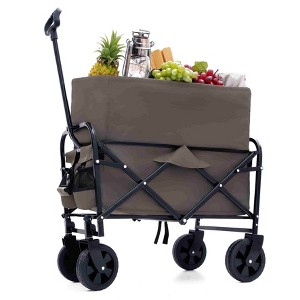 Racxily Collapsible Utility Wagon Cart-Lightweight Wagon with All-Terrain Wheels,Dual-Layer Pocket for Beach/Camping/Shopping (Foldable,225lbs) - 1 of 4