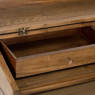 Transitional Oak Writing Desk with Hutch and Dual Drawers