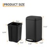 Bathroom Trash Can with Lid Soft Close, Step Pedal, 12 Liter Polished Material Garbage Can with Removable Inner Bucket - 2 of 4