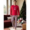 cheibear Christmas Elk Print Tops with Plaid Pants Xmas Sleepwear Family Pajama Set - 3 of 4