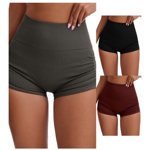 INSPIRE CHIC 3 Packs Women's High Waist Slimming Waist Butt Lifter Control Panties Workout Sport Running Short - 1 of 4