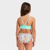 Girls' 3pc Spring Garden Floral Bikini Set - Cat & Jack™ Green - 2 of 4