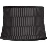 Springcrest Drum Lamp Shade Black Geometric Medium 14" Top x 16" Bottom x 11" High Spider with Replacement Harp and Finial Fitting