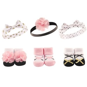 Hudson Baby Infant Girl Headband and Socks Giftset 6pc, Heart, One Size - 1 of 2