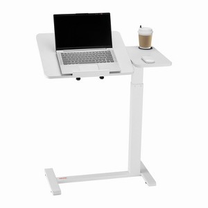VEVOR Overbed Table, Mobile Bed Side Table with Flip Desktop and 4 Hidden Wheels, Height & Angle Adjustable Rolling Laptop Desk, White - 1 of 4