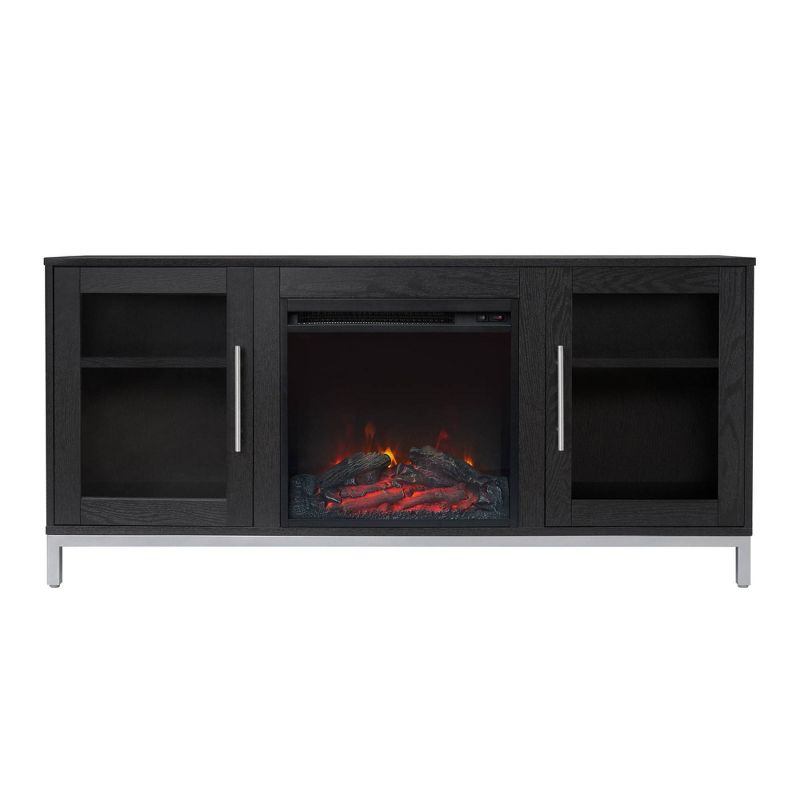 Lainey 54&#34; TV Stand for TVs up to 65&#34; with Electric Fireplace Black/Silver - Teamson Home, 6 of 13